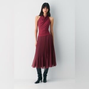 NEW Aritzia Wilfred Twirl Chiffon Pleated Midi Skirt size M